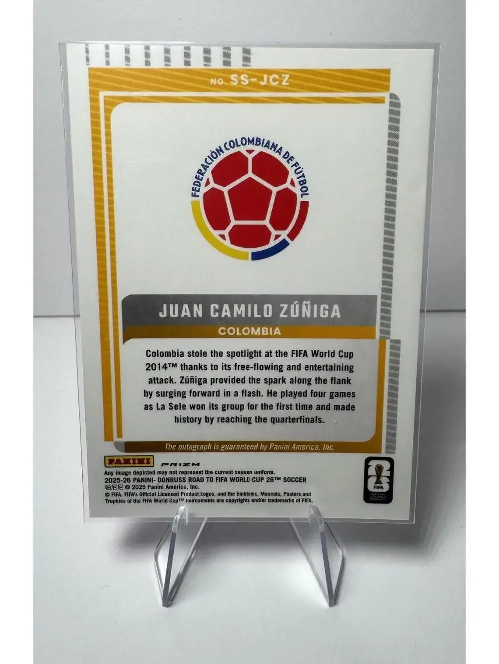2025-26 Panini Donruss World Cup Juan Camilo Zuniga Pink Auto #SS-JCZ Colombia